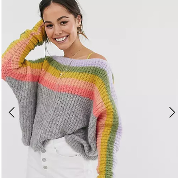 Free People Sweaters - Free People See the Rainbow  Boatneck Cropped Sweater, XS